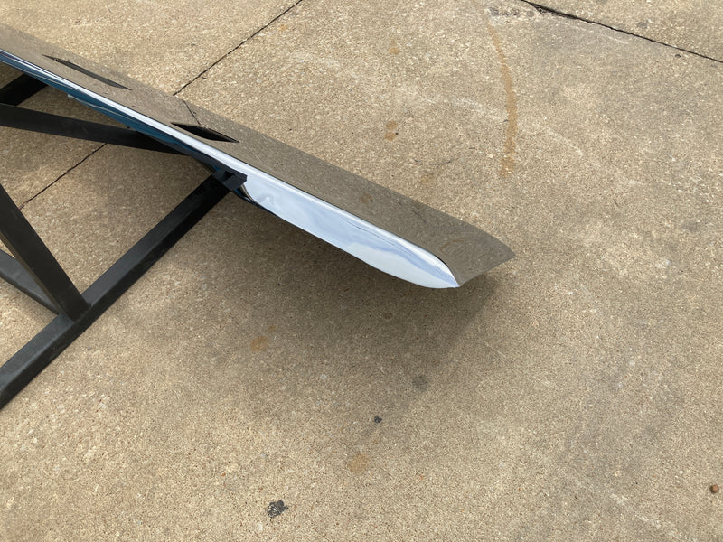 Freightliner Classic 2002+ chrome bumper with two tow hook holes, standard mounting holes - NO FOG LIGHT HOLES