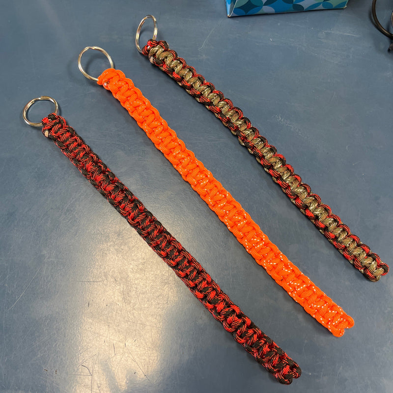 12" long paracord air horn pull cord with 1" diameter split key ring