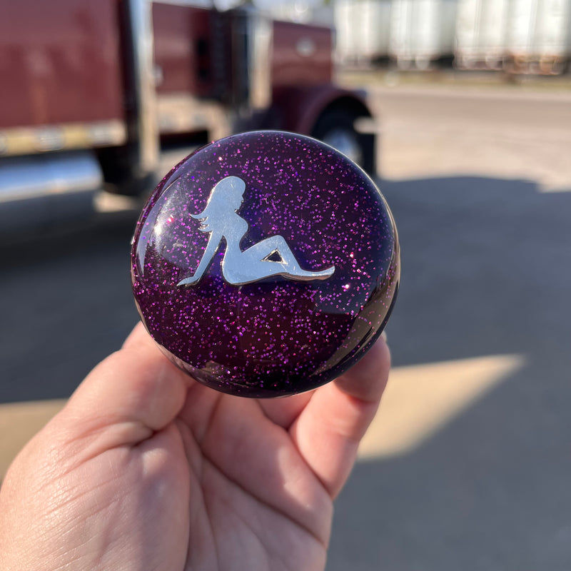 Mudflap Girl embedded logo tractor / trailer air brake knob with 5/8" x 11 insert - SINGLE
