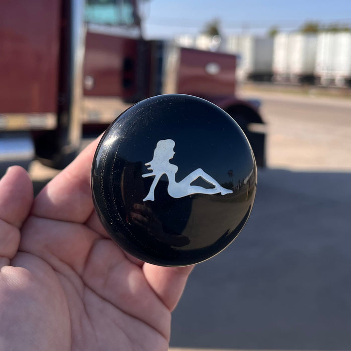 Mudflap Girl embedded logo tractor / trailer air brake knob with 5/8" x 11 insert - SINGLE