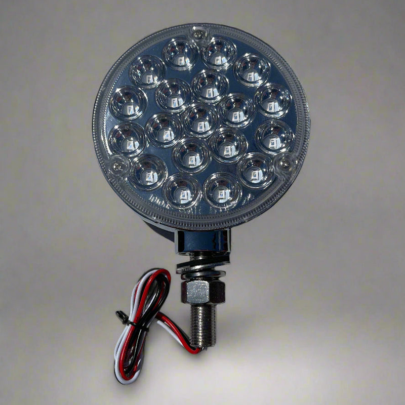 Amber/Red dual face 4" round pedestal turn signal light with reflector - SINGLE