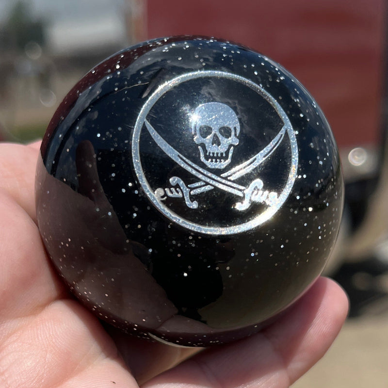 Jolly Roger embedded 2.25" diameter round gear shift knob