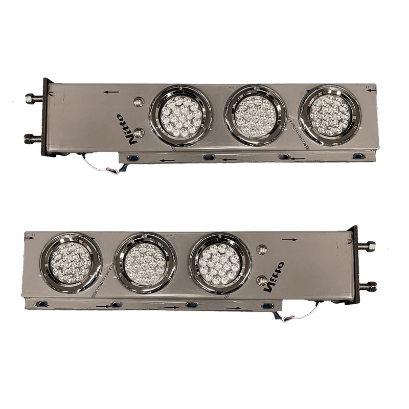 Stainless steel spring-loaded mudflap hangers with 6 round 4" Red stop/turn/tail LED lights - PAIR