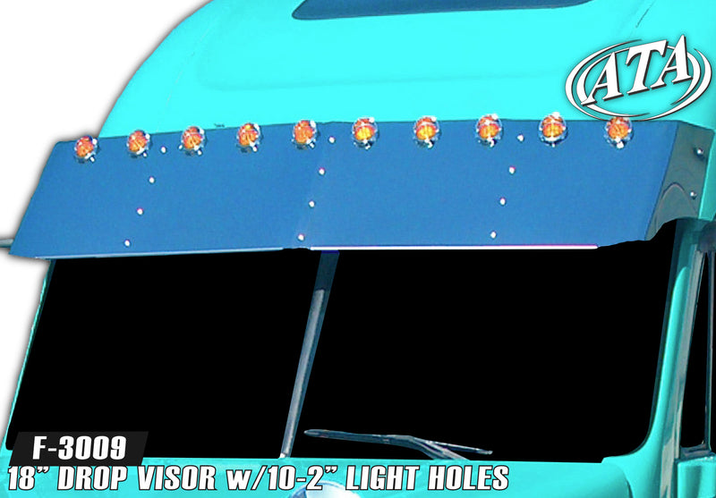 Freightliner Century/Columbia/Coronado -2003 condo/midroof 18" drop visor w/10 round 2" holes