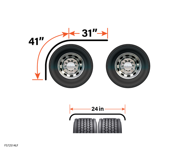 72" stainless steel rolled edge "long front" half fenders - 14 gauge, PAIR