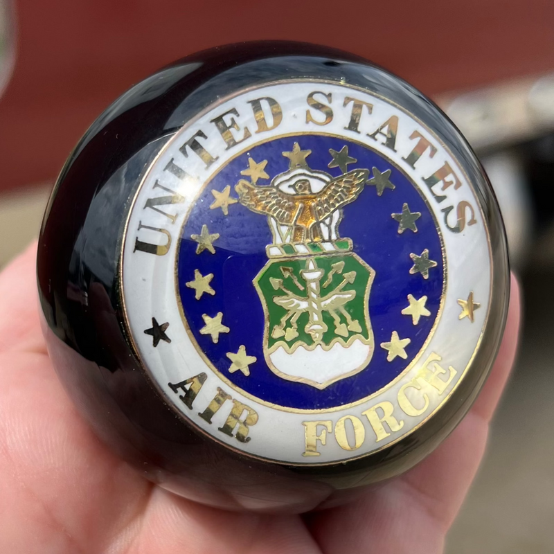 Air Force embedded emblem 2.25" diameter round gear shift knob