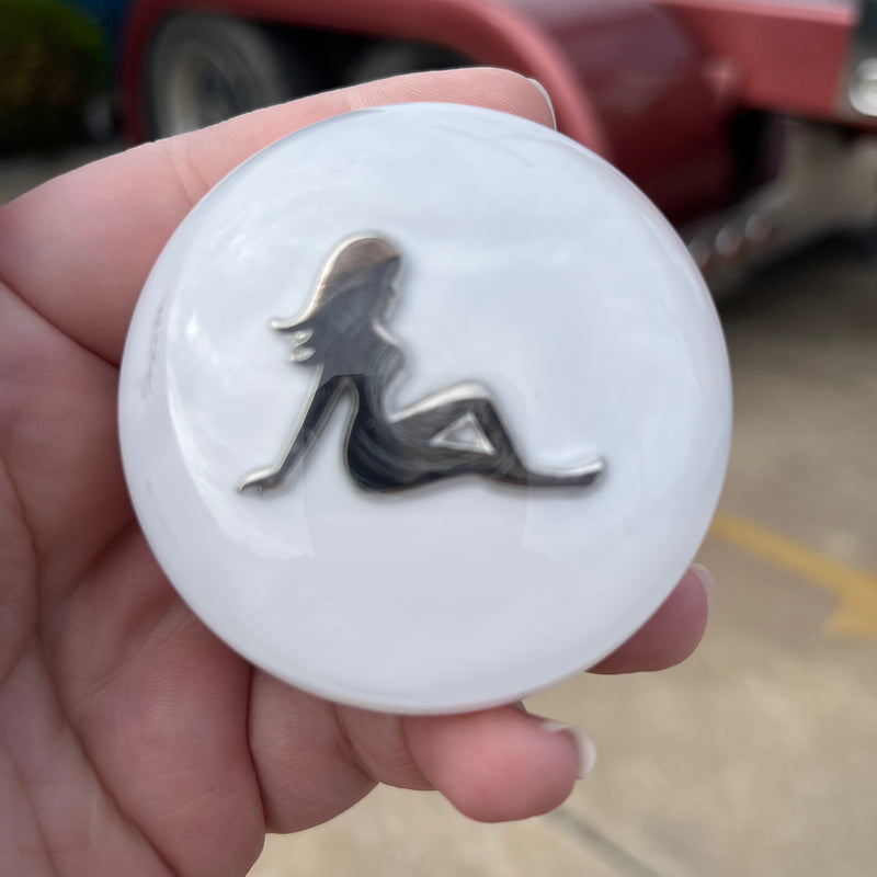 Mudflap Girl embedded logo tractor / trailer air brake knob with 5/8" x 11 insert - SINGLE