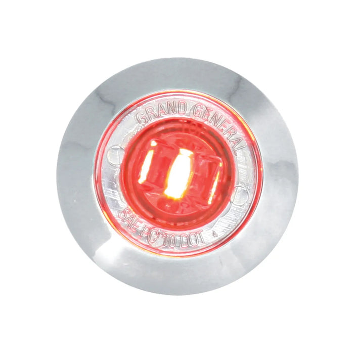 Red 1" mini 1 diode dual function LED light w/ chrome bezel - CLEAR lens