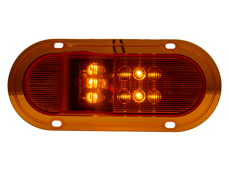 Amber 9 diode oval mid-turn flange mount LED clearance / turn signal light with Delphi connector