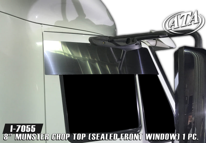 International Prostar stainless steel 8" chopped look trim - PAIR, for trucks with sealed vent window