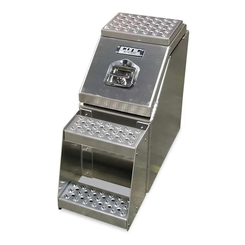 "Big Mouth" 24" (H) x 28" (D) x 12" (L) aluminum step saddle box / frame mount tool box / step