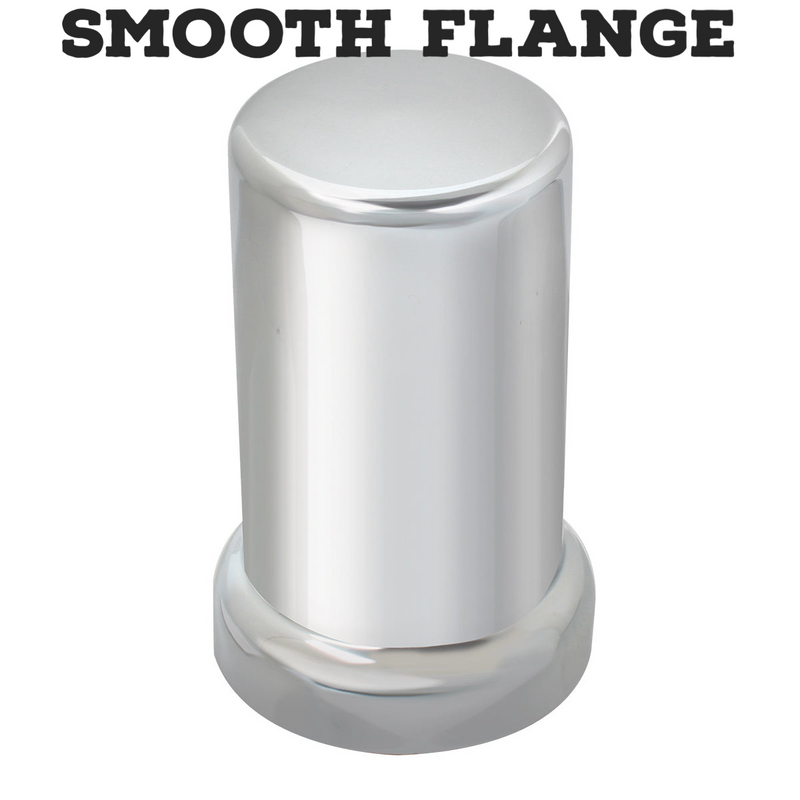 33mm chrome plastic flat cylinder threaded lugnut cover w/smooth flange