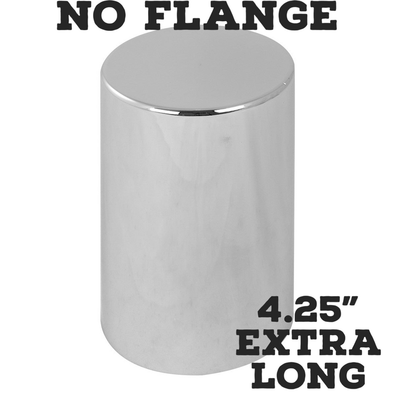 33mm chrome plastic 4.25" extra-long flat-top cylinder screw-on lugnut cover - GG/10246