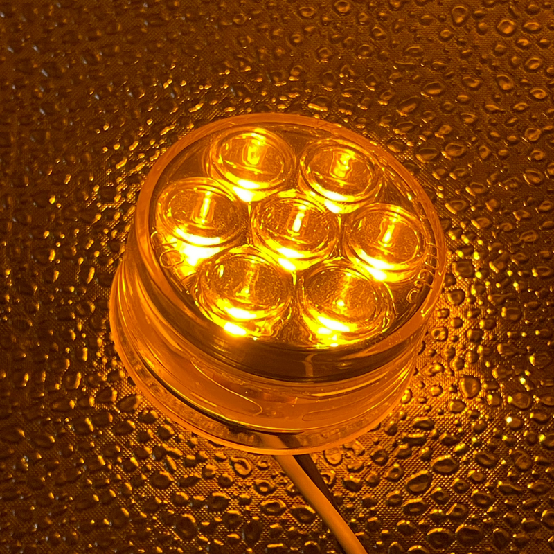 Amber 2" round 7 diode LED marker / clearance light with reflector - CLEAR lens