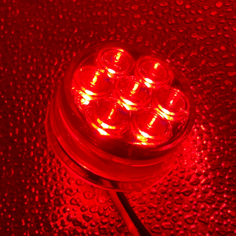 Red 2" round 7 diode LED marker / clearance light with reflector