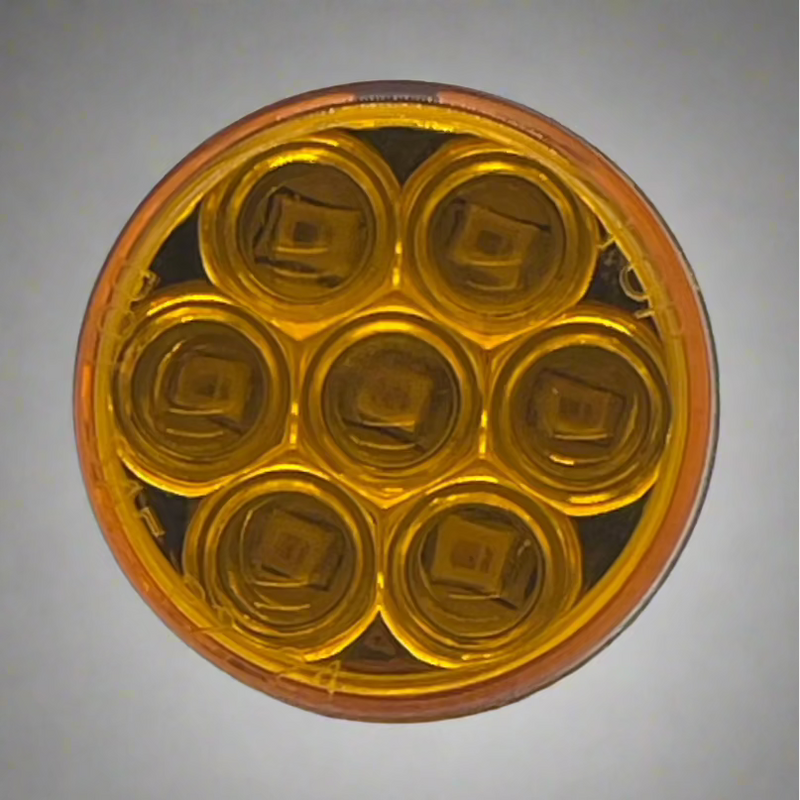 Amber 2" round 7 diode LED marker / clearance light with reflector