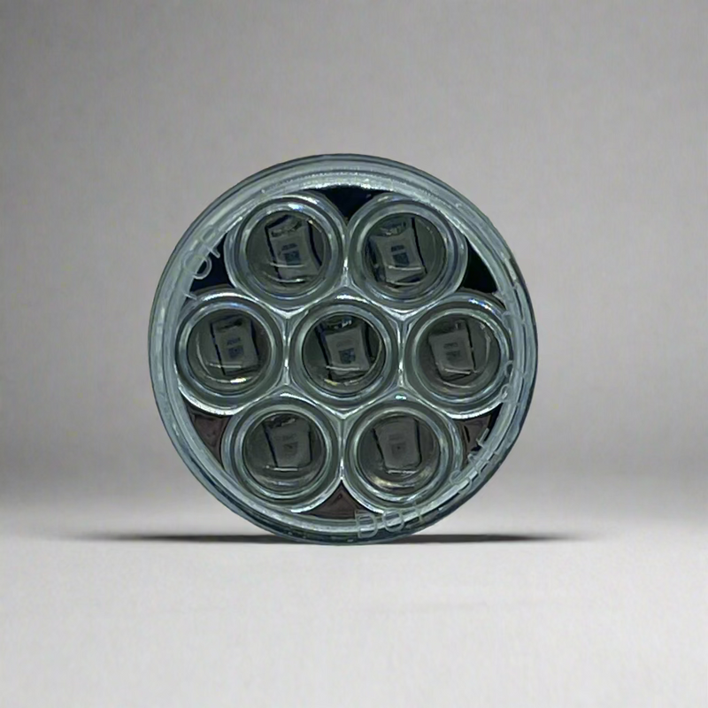 Red 2" round 7 diode LED marker / clearance light with reflector - CLEAR lens