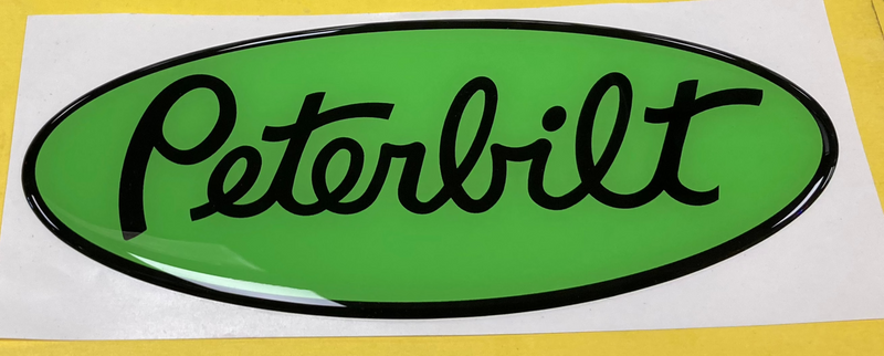 Peterbilt-style lime green/black emblem-sized decal