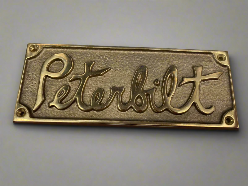 Peterbilt old-style rectangular emblem - bronze finish