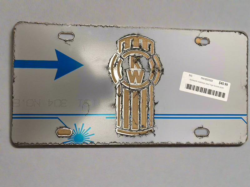 Kenworth stainless steel logo license plate