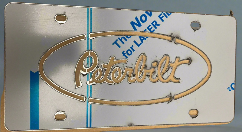 Peterbilt stainless steel logo license plate