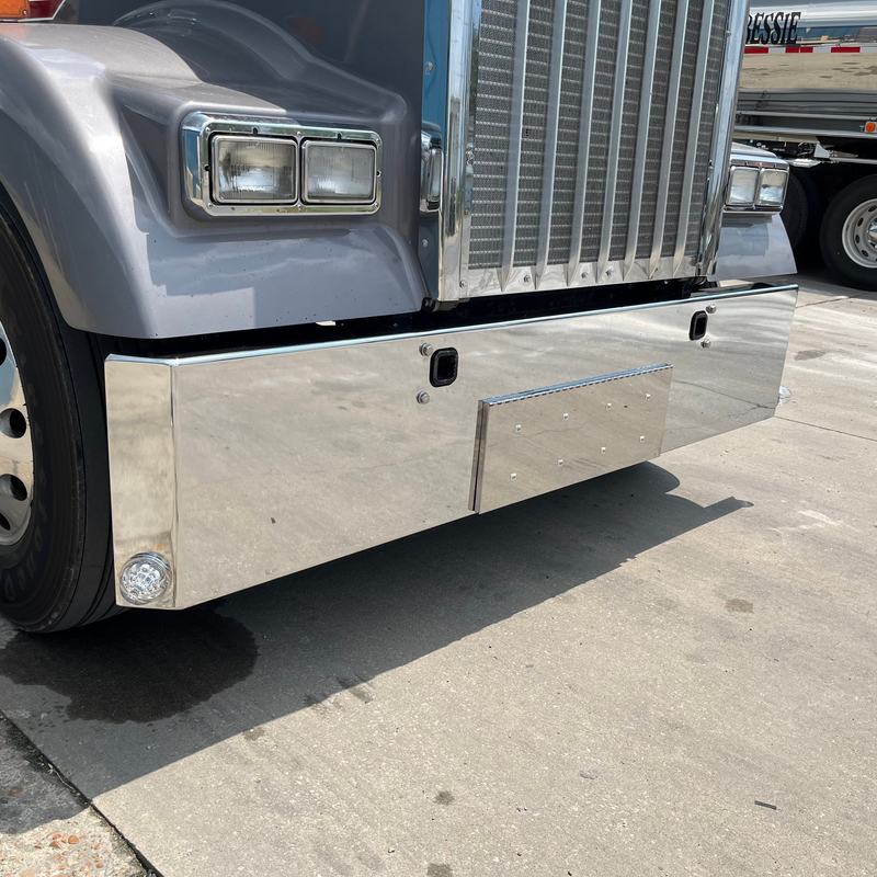 Kenworth w900 stainless steel 2-license plate holder/step hole cover