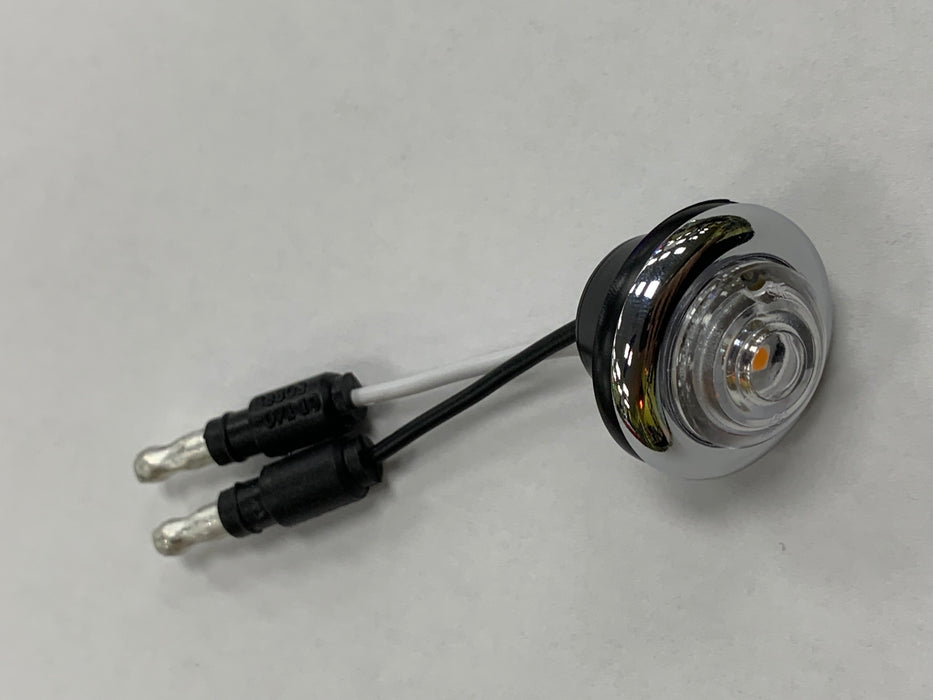 Phoenix Amber 3/4" LED button light w/chrome bezel - 2 wire, CLEAR lens