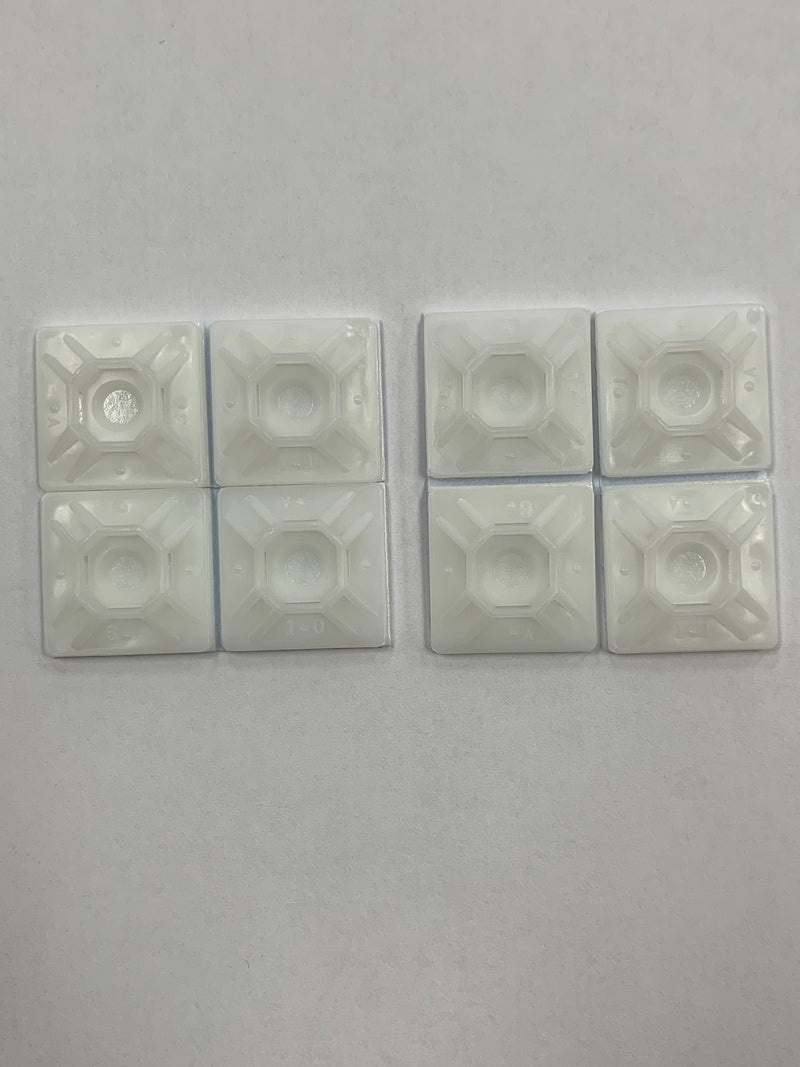 1" Natural nylon adhesive wire tie mount for 50 Lb strength wire tie / cable tie / zip tie, 10 pieces