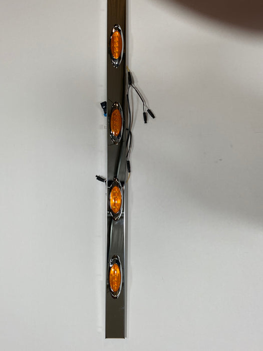 Peterbilt 379 stainless steel cab panel w/4 Amber P1 LED marker lights - PAIR