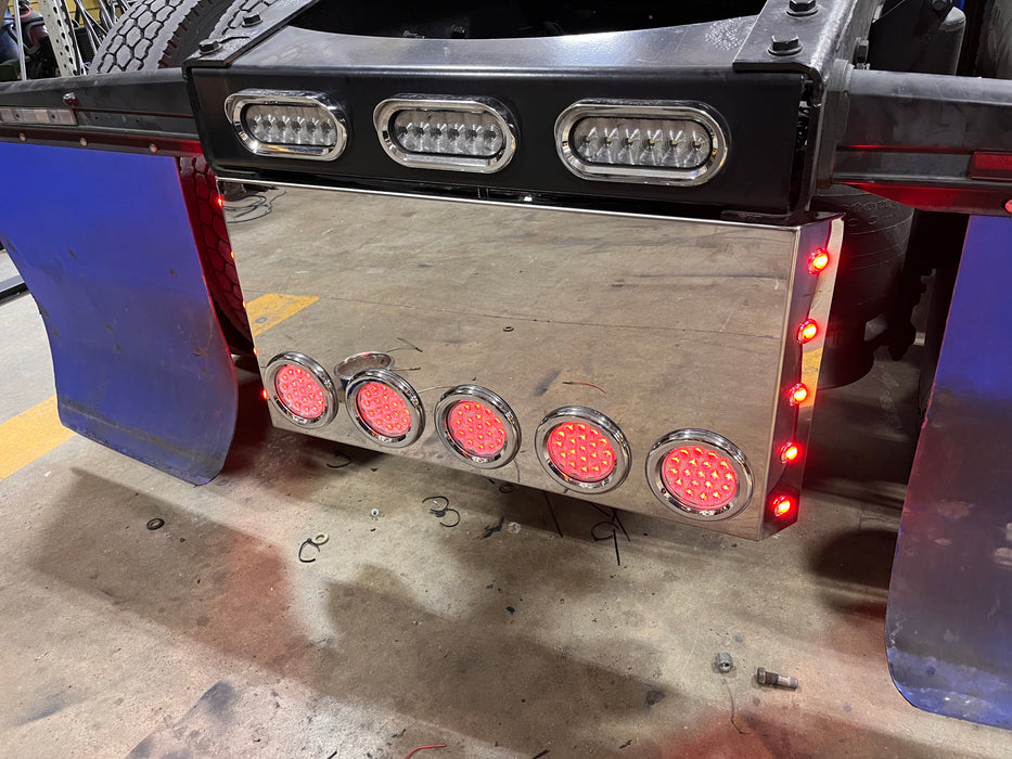 34" Stainless Steel Rear Center Panel w/ 5 4" and 10 3/4" light holes ONLY