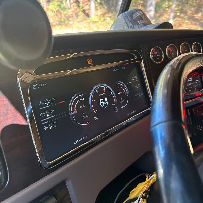 Rockwood Peterbilt 589 chrome billet aluminum electronic digital dashboard display screen bezel
