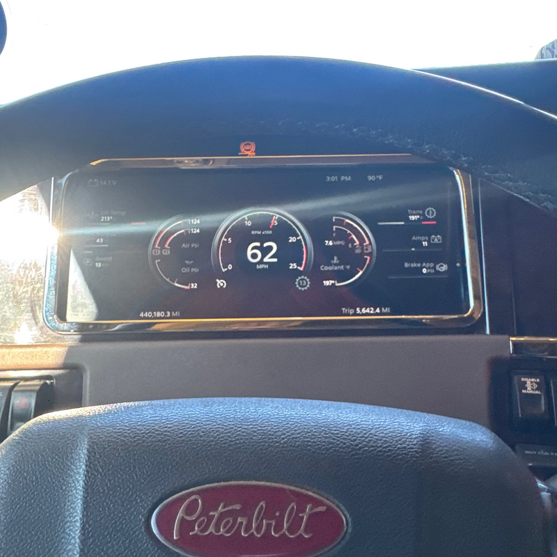 Rockwood Peterbilt 589 chrome billet aluminum electronic digital dashboard display screen bezel