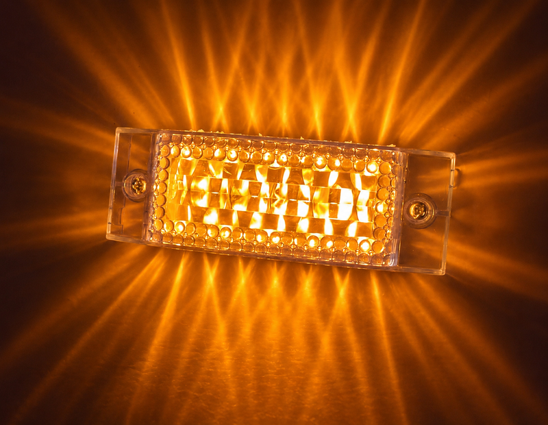"Star" Amber 16 diode 2" x 6" rectangular marker / turn signal LED light - CLEAR lens