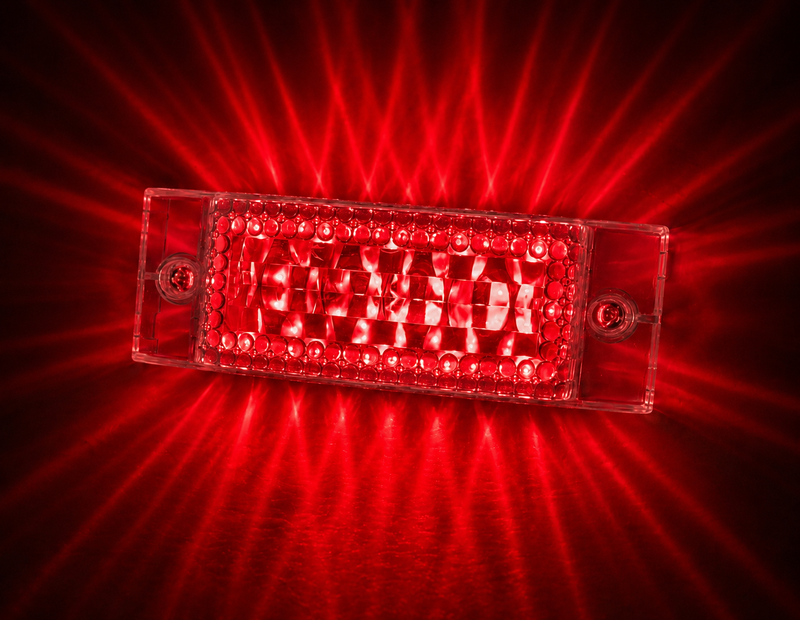 "Star" Red 16 diode 2" x 6" rectangular marker / turn signal LED light - CLEAR lens