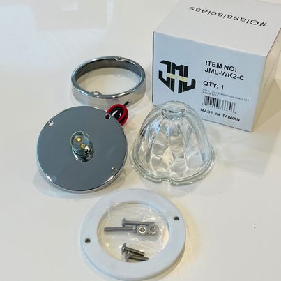 Clear glass lens watermelon light assembly with socket - BULB SOLD SEPARATELY