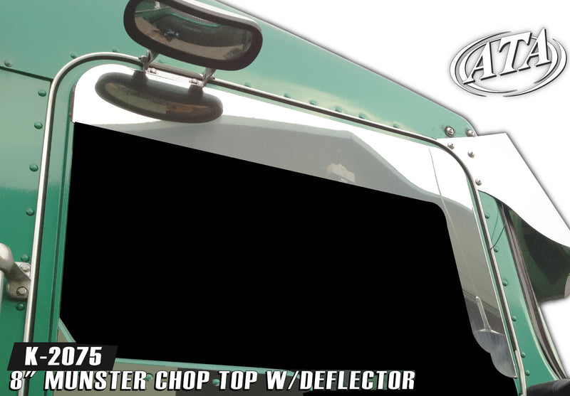 Kenworth w/Daylite Door stainless steel 8" Monster Chopped door window trim - PAIR