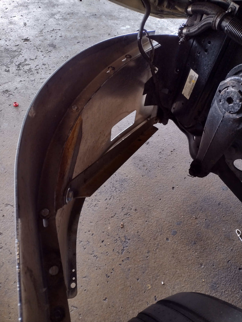 International Prostar 2008-2018 chrome steel 16" tall wraparound bumper with filler plates - tow holes, no fog light holes