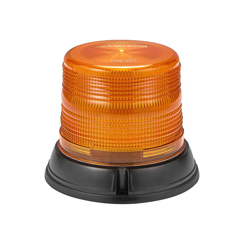 Orange warning light with black base on a white background