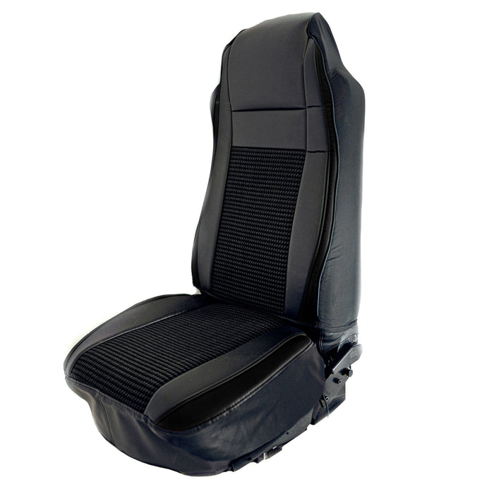 Leather and cloth all black seat cover - EACH