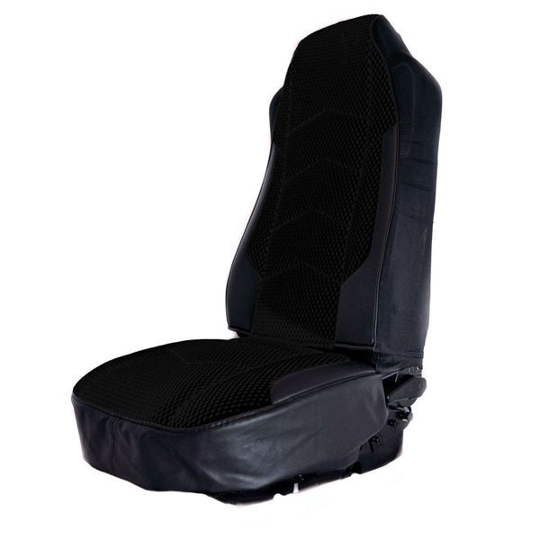 Cloth center with leather surround trim black seat cover - EACH