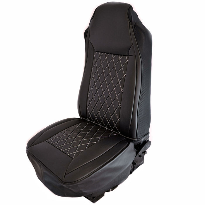 Diamond series black w/white stitching seat cover - EACH