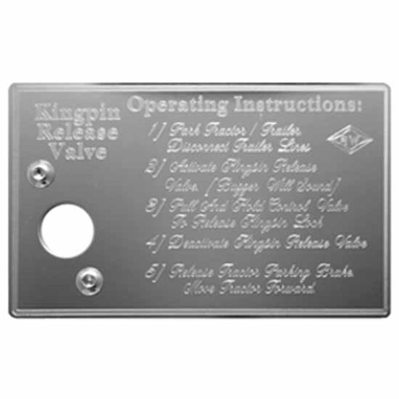 Rockwood Peterbilt stainless steel kingpin release valve plate