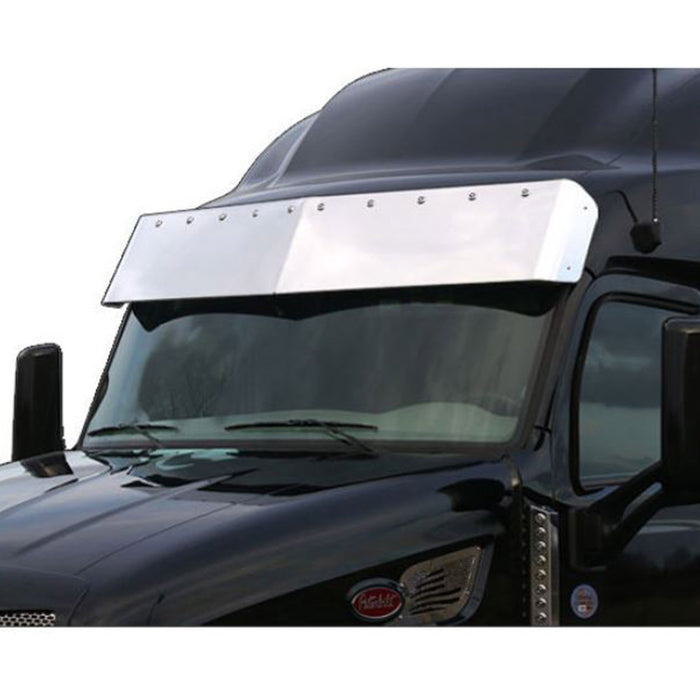 Peterbilt 579 Ultraloft 15.5" stainless steel drop visor with 10 3/4" light holes ONLY