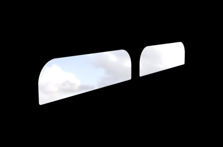 Peterbilt 589 stainless steel side window chopped look trim - PAIR