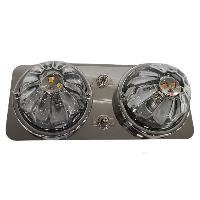 Peterbilt 379 stainless steel dome light plate with 2 light holes and