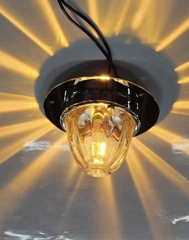 Peterbilt stainless steel center dome light replacement plate with hole for one watermelon light