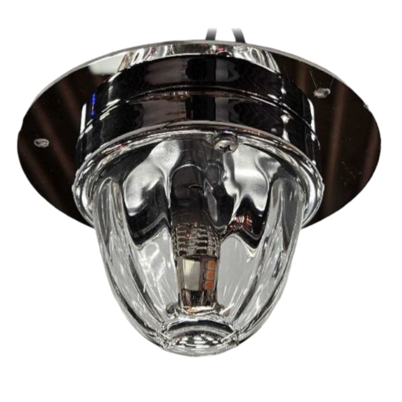 Peterbilt stainless steel center dome light replacement plate with hole for one watermelon light