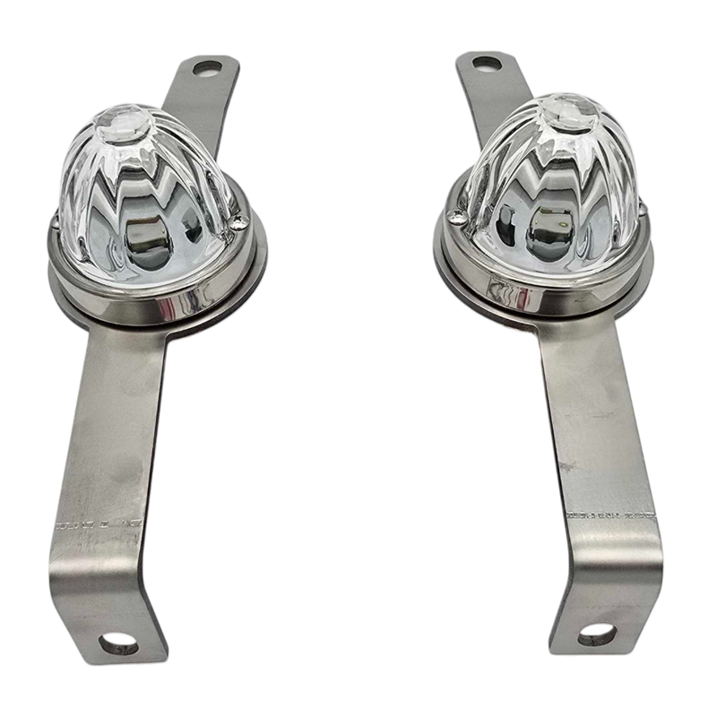 Kenworth W900 stainless steel lower support bracket with one watermelon light hole for 20" bumpers