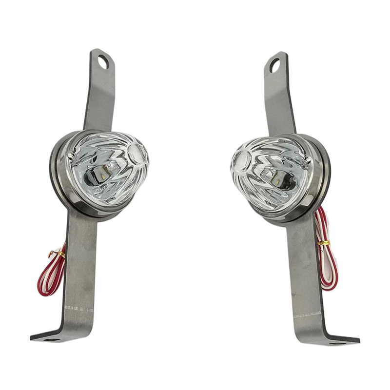 Kenworth W900 stainless steel lower support bracket with one watermelon light hole for 20" bumpers