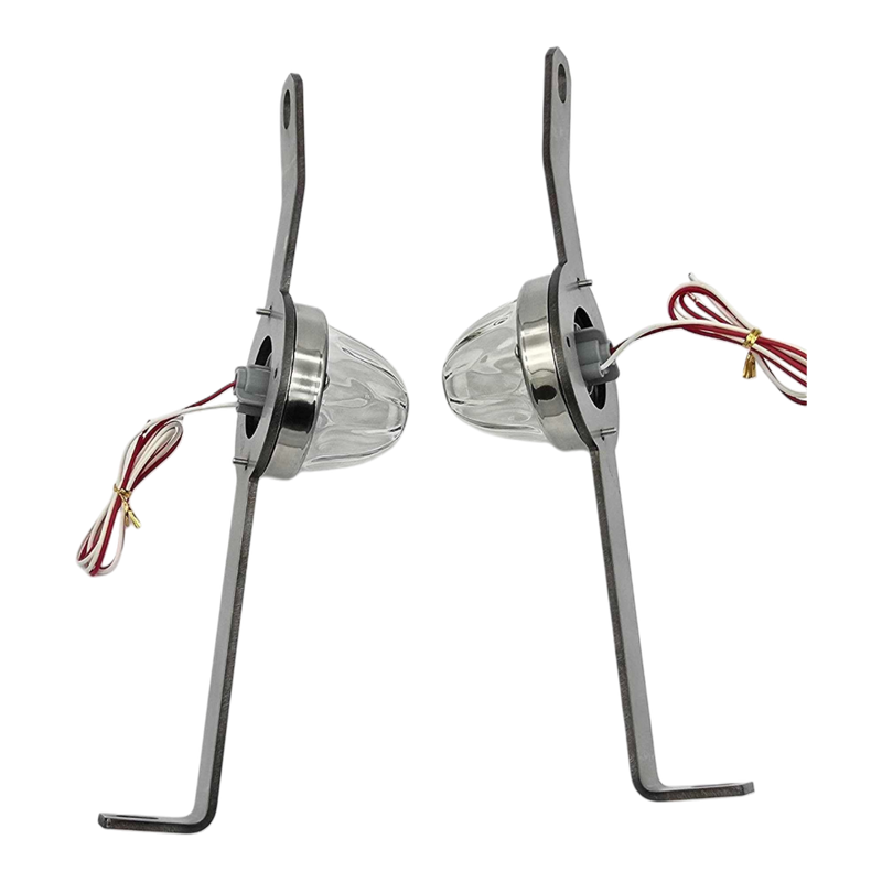 Kenworth W900 stainless steel lower support bracket with one watermelon light hole for 18" bumpers